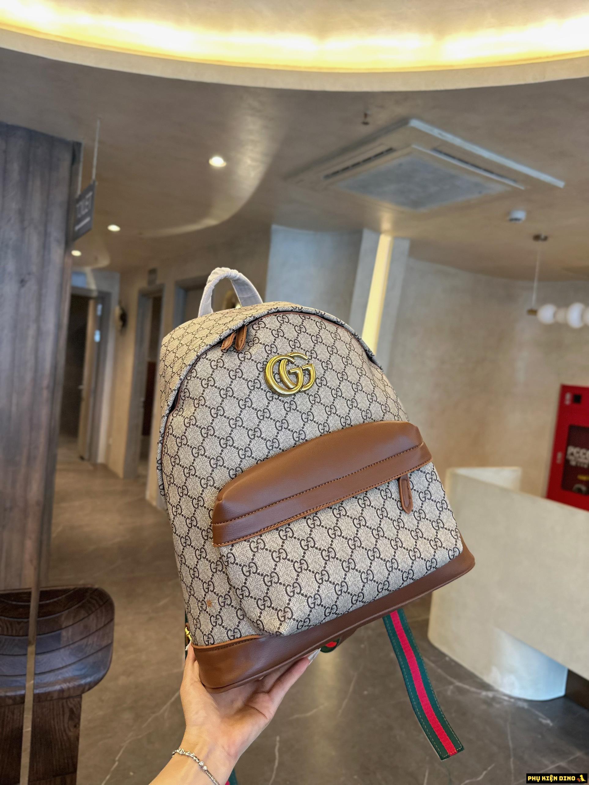 Balo Gucci Brown Màu Nâu Size 41 Có Khóa Kéo 3 Balo Gucci Brown Màu Nâu Size 41