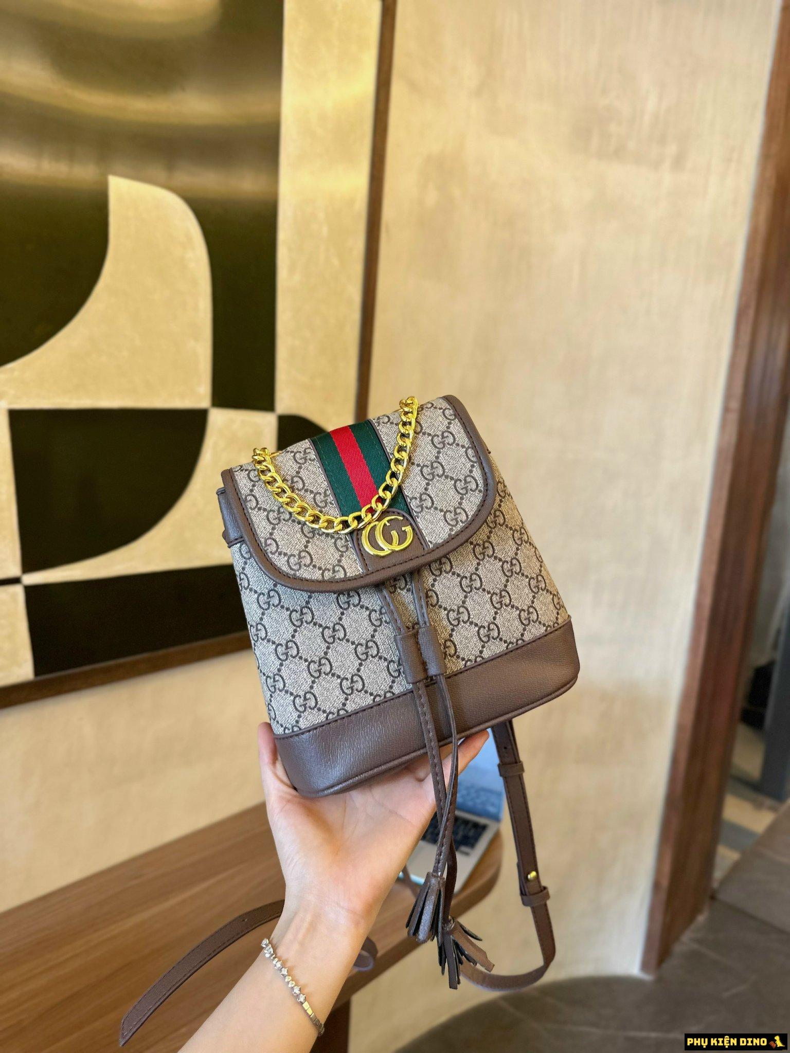 Balo Gucci Brown Ophidia Medium GG Canvas 3 Balo Gucci Brown Ophidia Màu Nâu