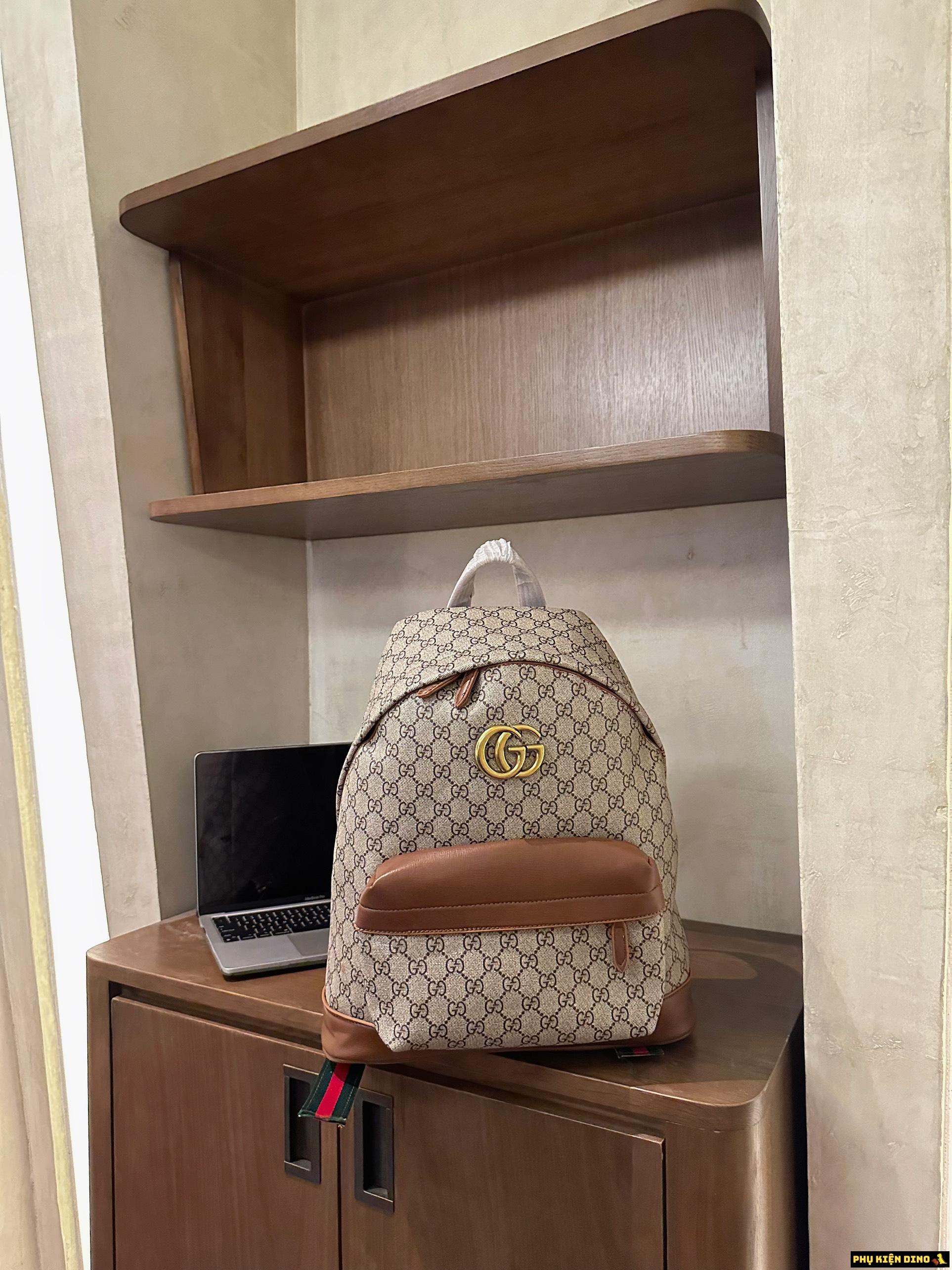 Balo Gucci Brown Màu Nâu Size 41 Có Khóa Kéo 4 Balo Gucci GC Brown Màu Nâu Khóa Kéo Lớn