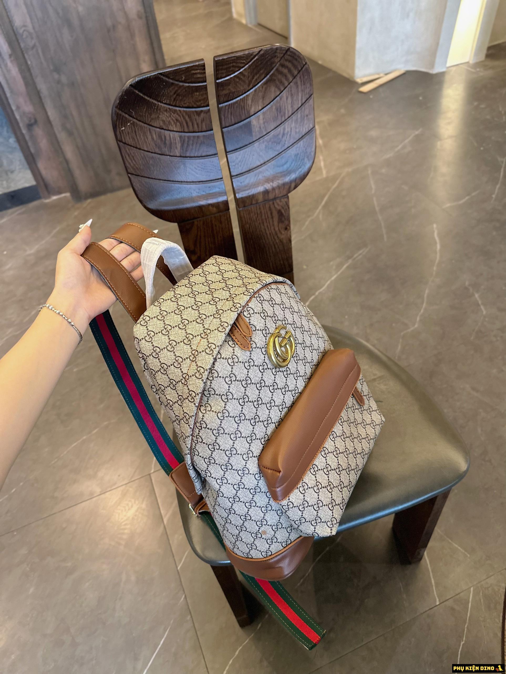 Balo Gucci Brown Màu Nâu Size 41 Có Khóa Kéo 6 Balo Gucci GC Brown