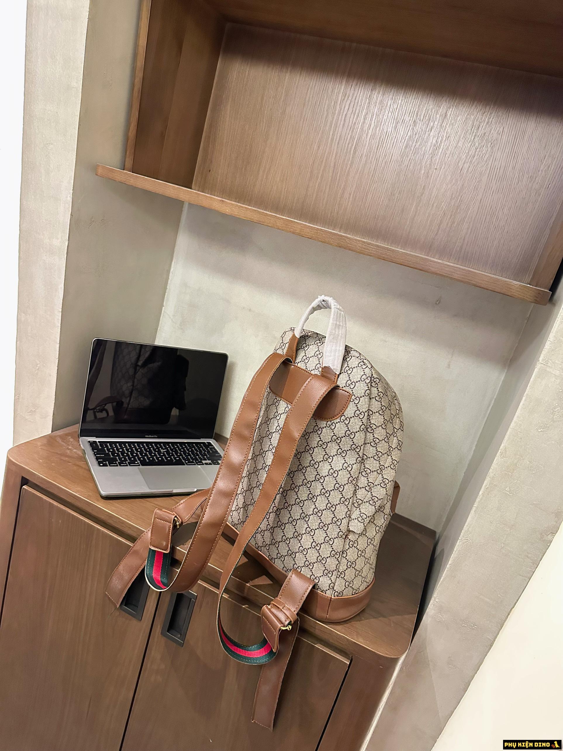 Balo Gucci Brown Màu Nâu Size 41 Có Khóa Kéo 9 Balo Gucci GC Nâu Lớn