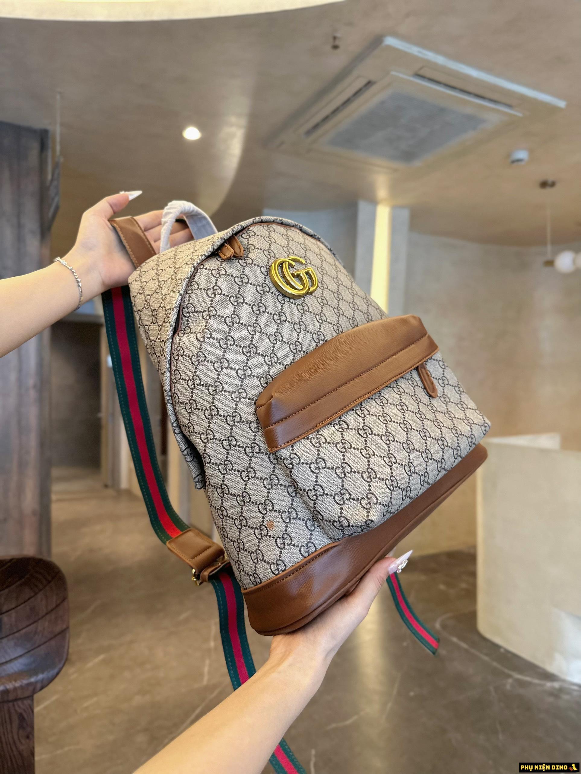 Balo Gucci Brown Màu Nâu Size 41 Có Khóa Kéo 7 Balo Gucci Họa tiết Nâu Size To