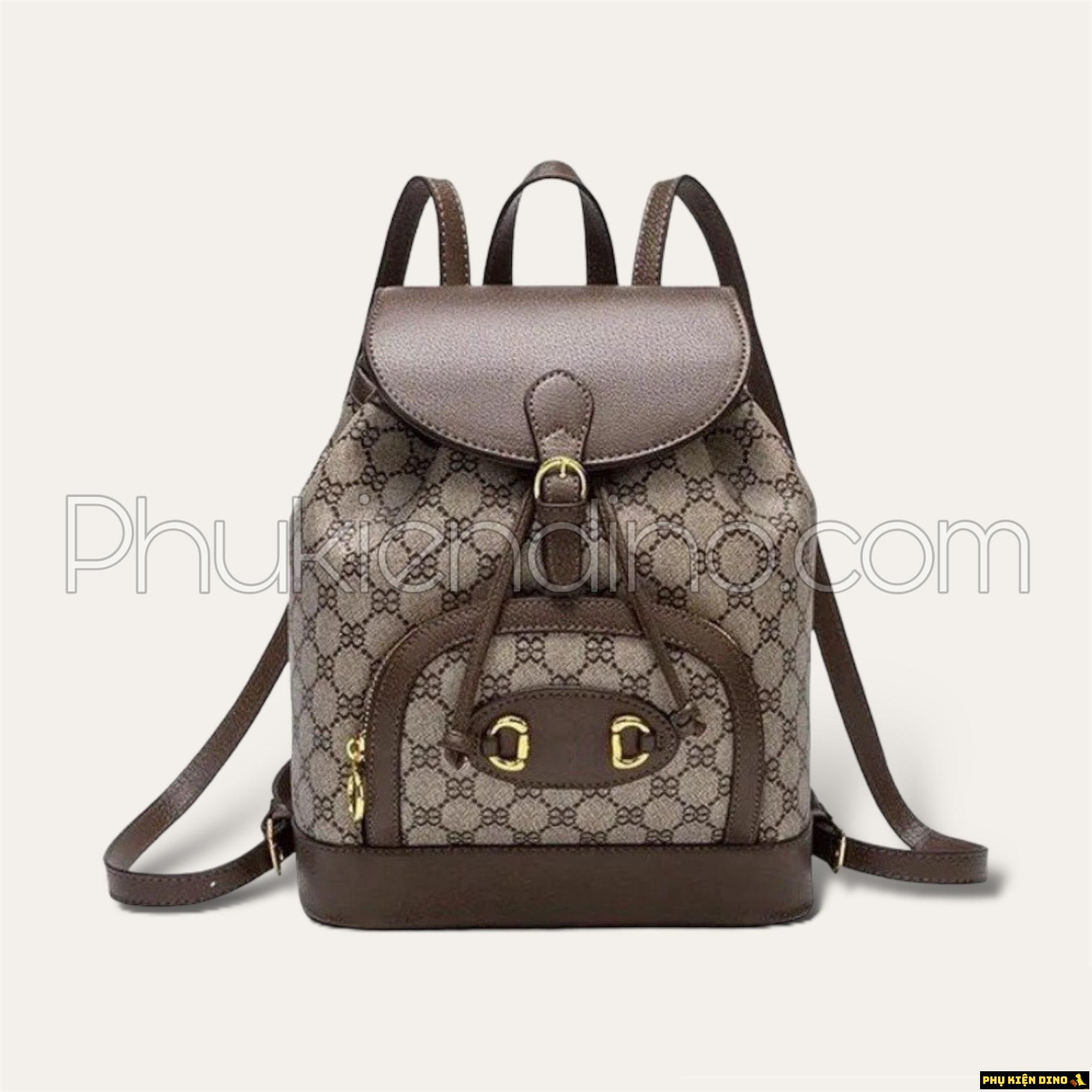 Balo Gucci Nâu Dây Rút Khóa Vàng Size 27 1 Balo Gucci Nâu Dây Rút Khóa Vàng Size 27 Siêu Cấp