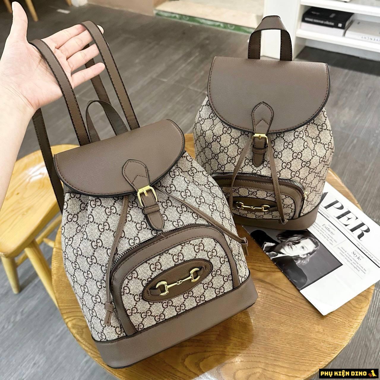 Balo Gucci Nâu Dây Rút Khóa Vàng Size 27 2 Balo Gucci Nâu Dây Rút Khóa Vàng Size 27