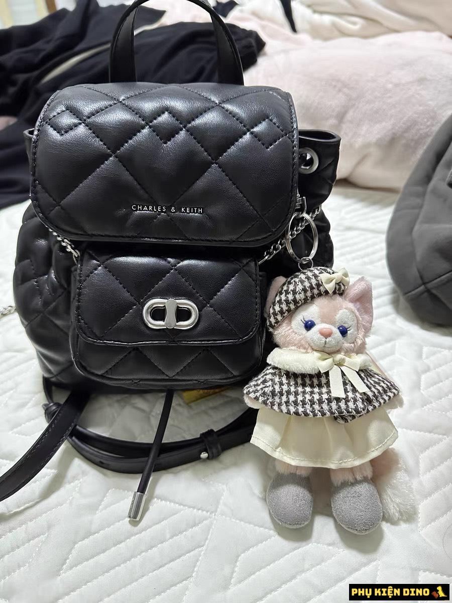 Balo Nắp Gập Charles & Keith CNK Aubrielle Quilted 3 Màu 12 Balo Nắp Gập Aubrielle Quilted Đen