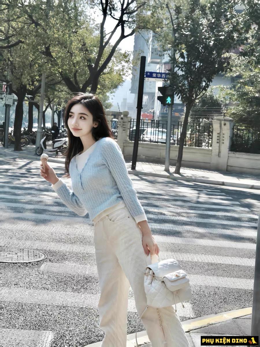 Balo Nắp Gập Charles & Keith CNK Aubrielle Quilted 3 Màu 11 Balo Nắp Gập Aubrielle Quilted Trắng Kem