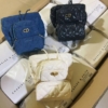 Balo Nắp Gập Charles & Keith CNK Aubrielle Quilted 3 Màu 19 Balo Nắp Gập Charles & Keith CNK Aubrielle Quilted Trắng Đen Denim