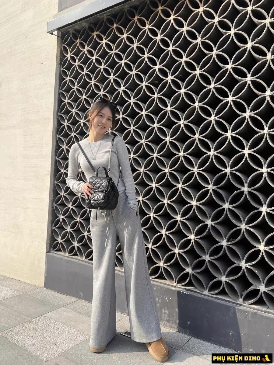 Balo Nắp Gập Charles & Keith CNK Aubrielle Quilted 3 Màu 5 Balo Nắp Gập CNK Aubrielle Quilted màu Đen