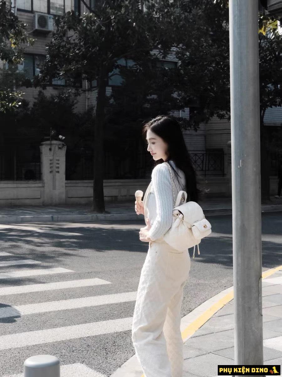 Balo Nắp Gập Charles & Keith CNK Aubrielle Quilted 3 Màu 4 Balo Nắp Gập CNK Aubrielle Quilted màu Trắng