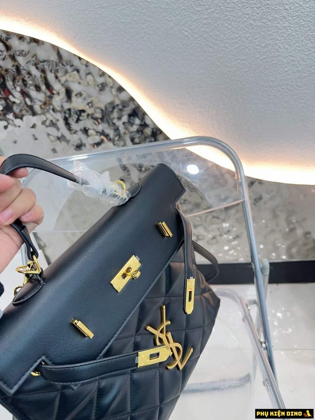 Balo Túi Xách Tay YSL dáng Công Sở Màu Đen 4 Balo Túi Saint Laurent YSL Black