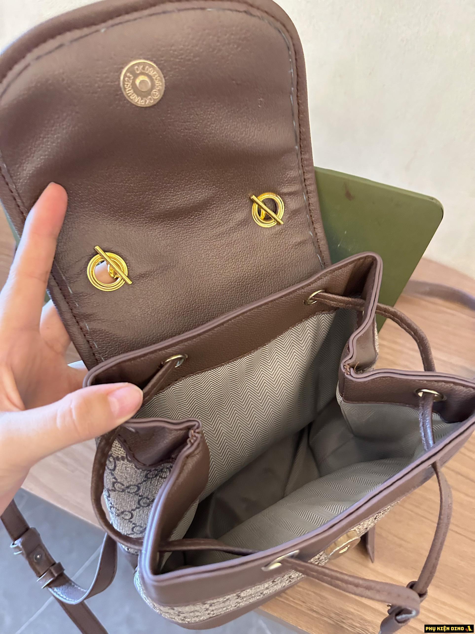 Balo Gucci Brown Ophidia Medium GG Canvas 7 Bên Trong Balo Gucci GC Mini Màu Nâu