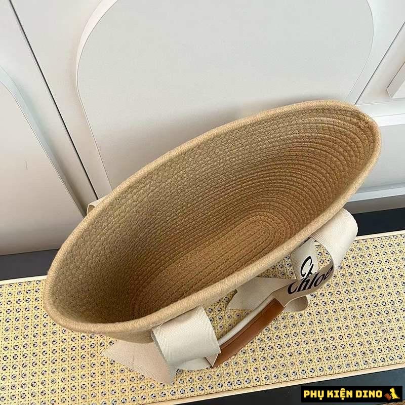 Túi Tote Cói Sợi Dệt Chlóe 3 Màu Đen Trắng Nâu 8 Bên Trong Túi Cói Sợi Dệt Chlóe