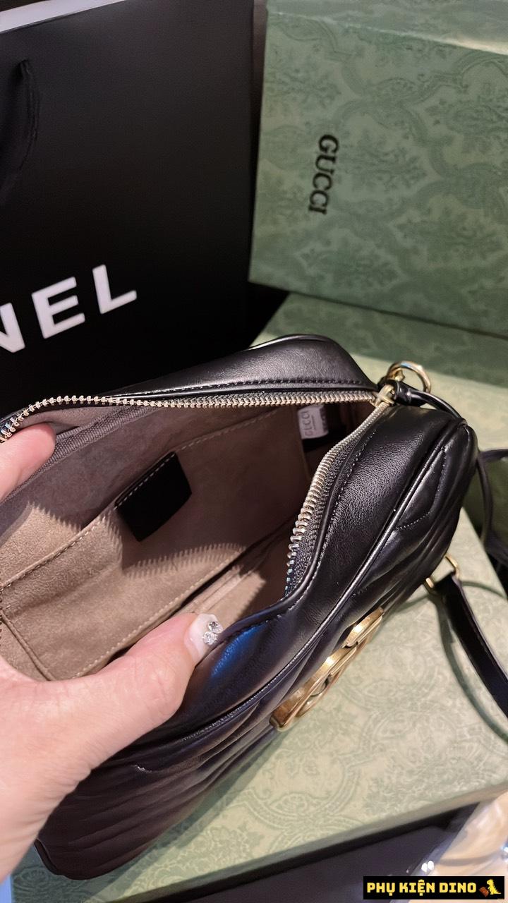 Túi Nữ Gucci GG Marmont Matelasse Shoulder 2 Màu Kem Đen 12 Bên trong Túi Đeo Vai Nữ Gucci GG Marmont Màu Đen