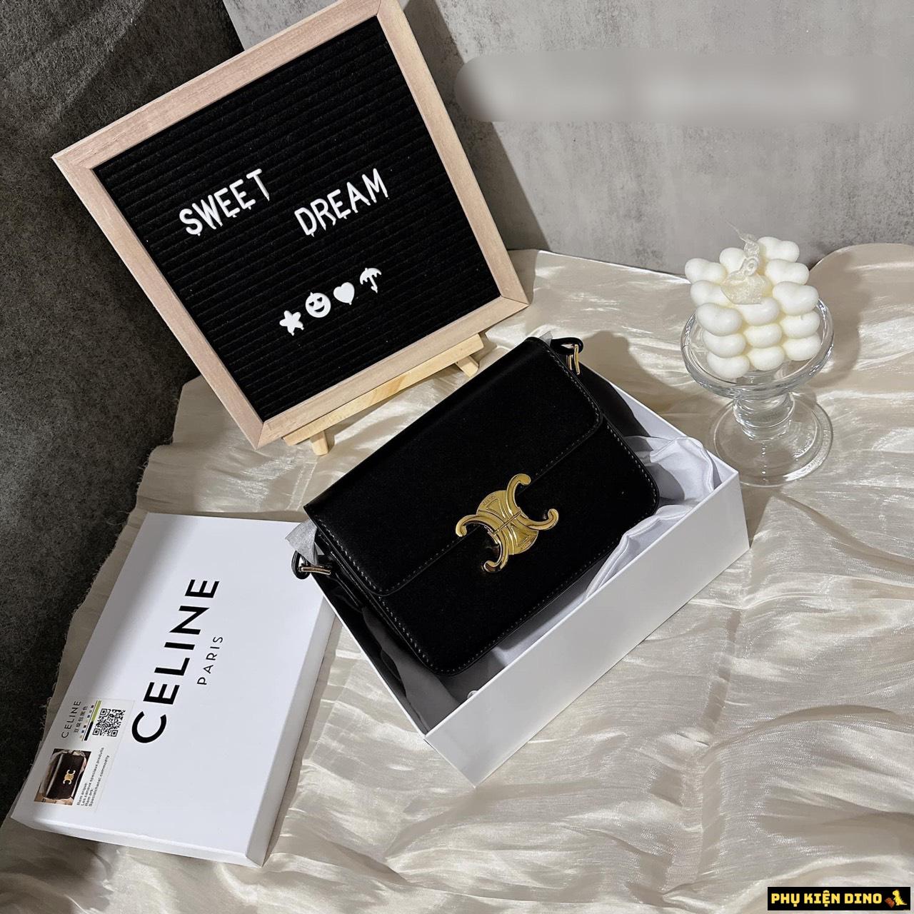 Túi Celine Trompie Khóa Vàng 2 Màu Đen Trắng 3 Túi Celine Trompie Black Khóa Vàng