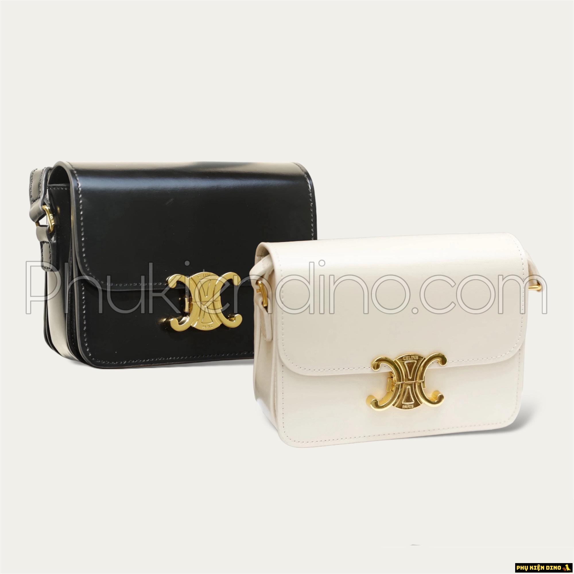 Túi Celine Trompie Khóa Vàng 2 Màu Đen Trắng 1 Túi Celine Trompie Khóa Vàng 2 Màu Đen Trắng