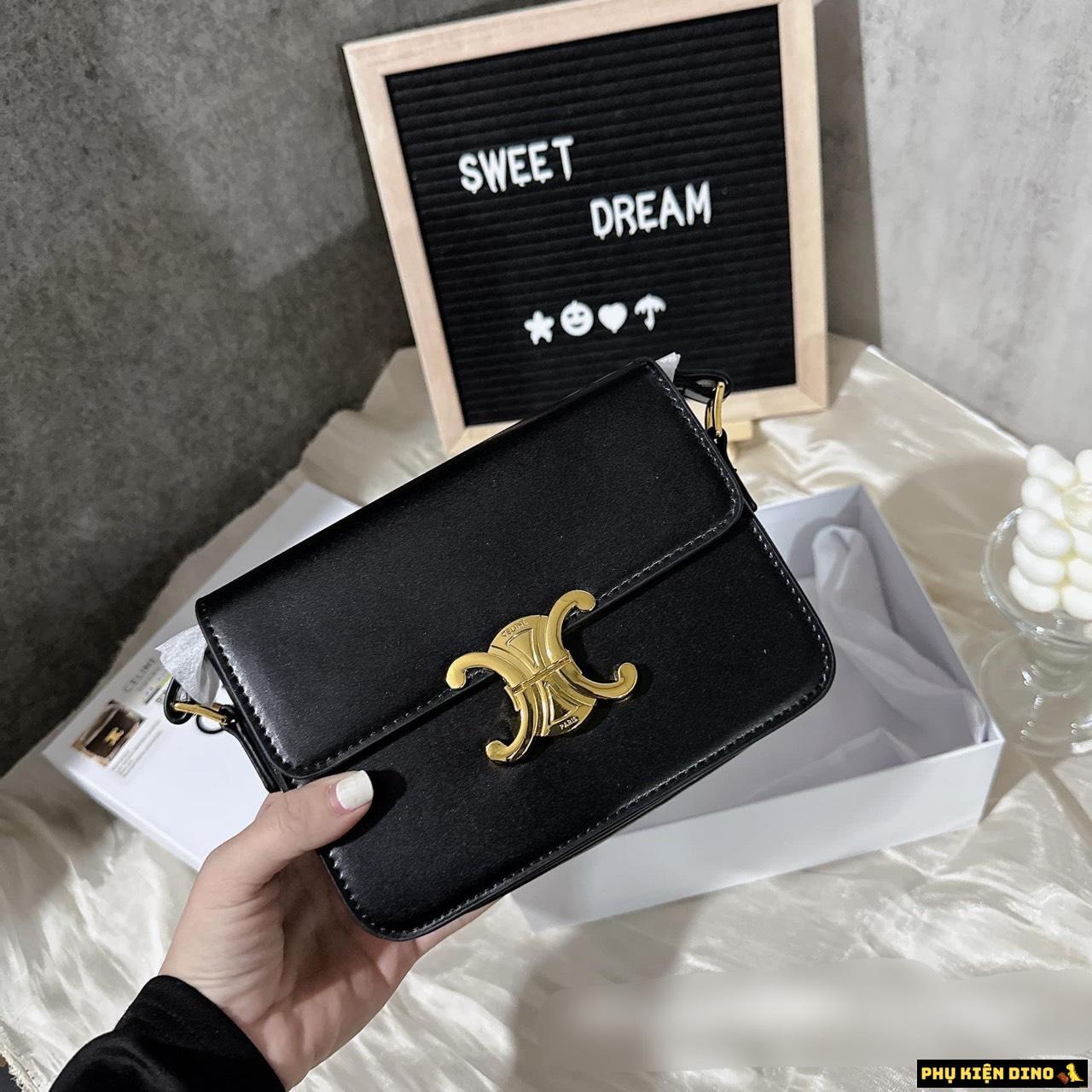 Túi Celine Trompie Khóa Vàng 2 Màu Đen Trắng 4 Túi Celine Trompie Khóa Vàng Màu Đen