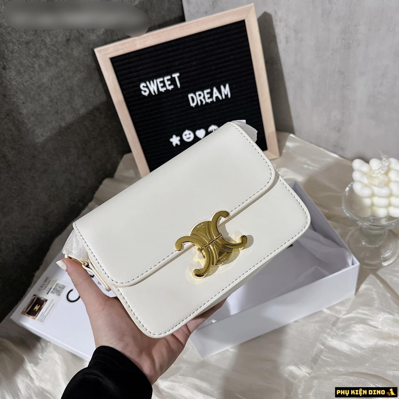 Túi Celine Trompie Khóa Vàng 2 Màu Đen Trắng 5 Túi Celine Trompie Khóa Vàng Màu Trắng