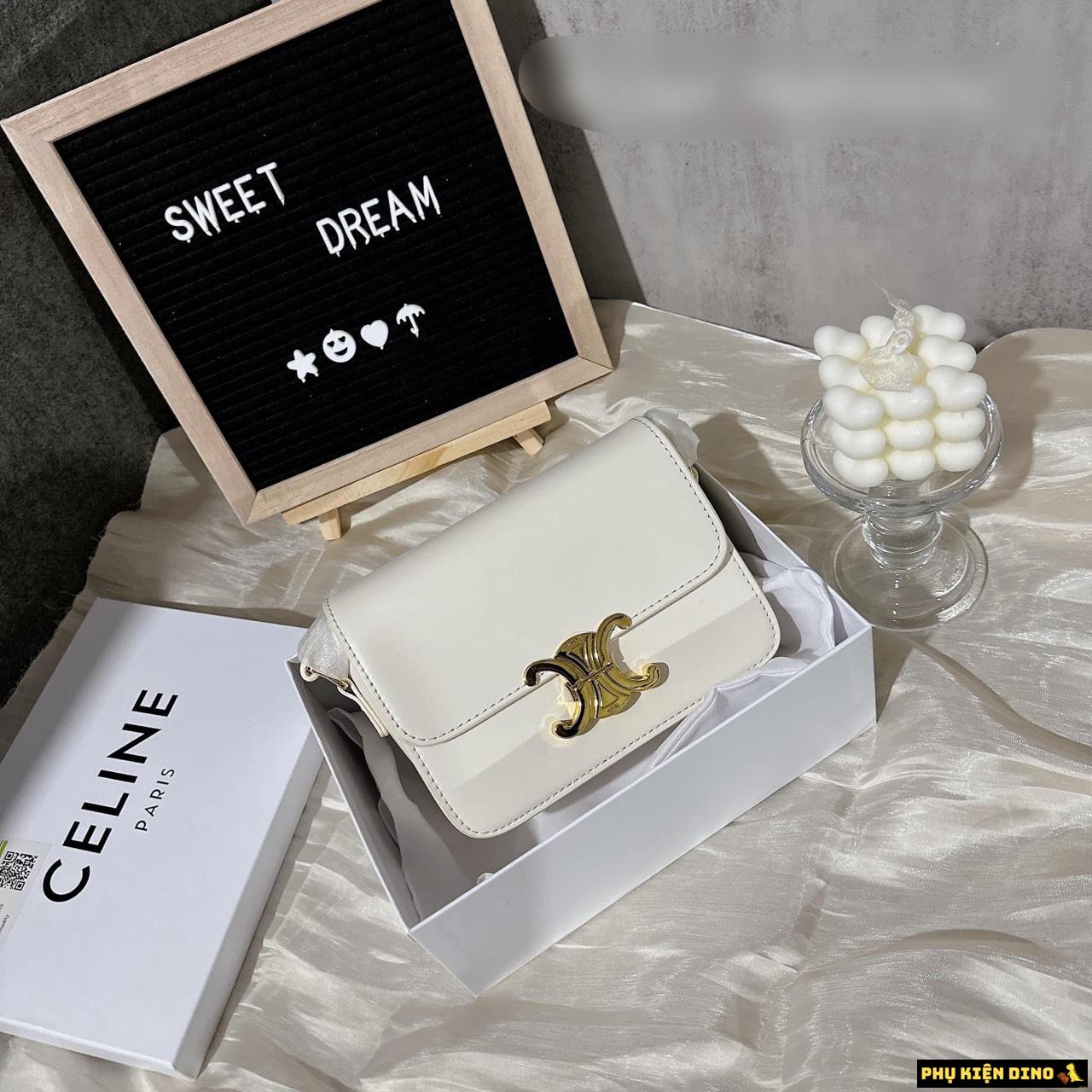 Túi Celine Trompie Khóa Vàng 2 Màu Đen Trắng 6 Túi Celine Trompie White