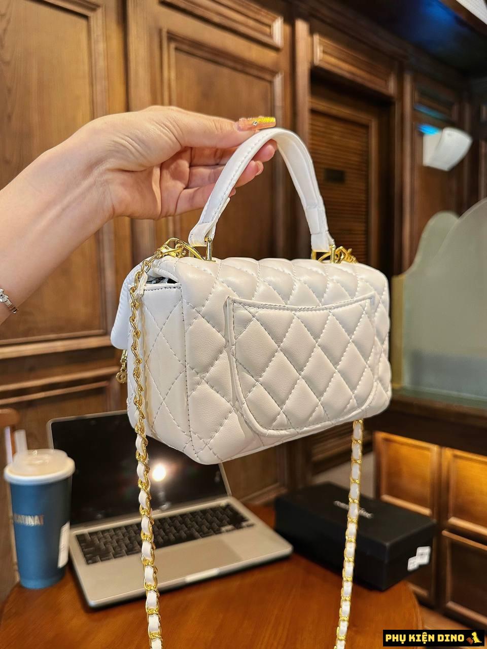 Túi Chanel Coco Size 20 Trắng Đen Kèm Tag 3 Túi Chanel CC Màu Trắng Size 20