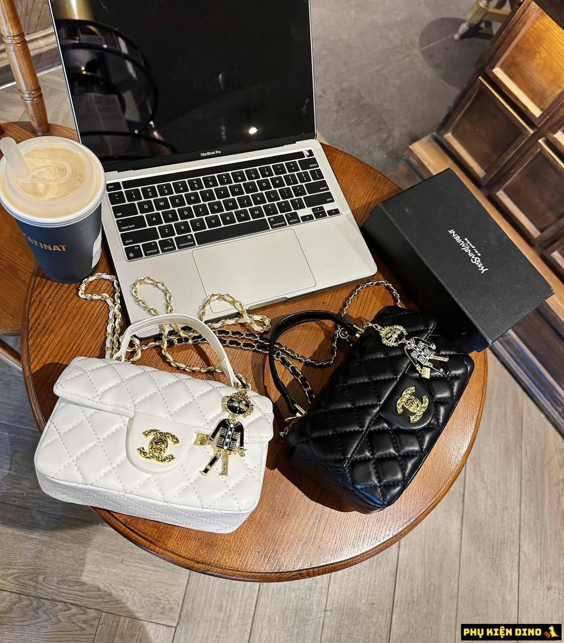 Túi Chanel Coco Size 20 Trắng Đen Kèm Tag 11 Túi Chanel Coco Size 20 Black White Kèm Tag