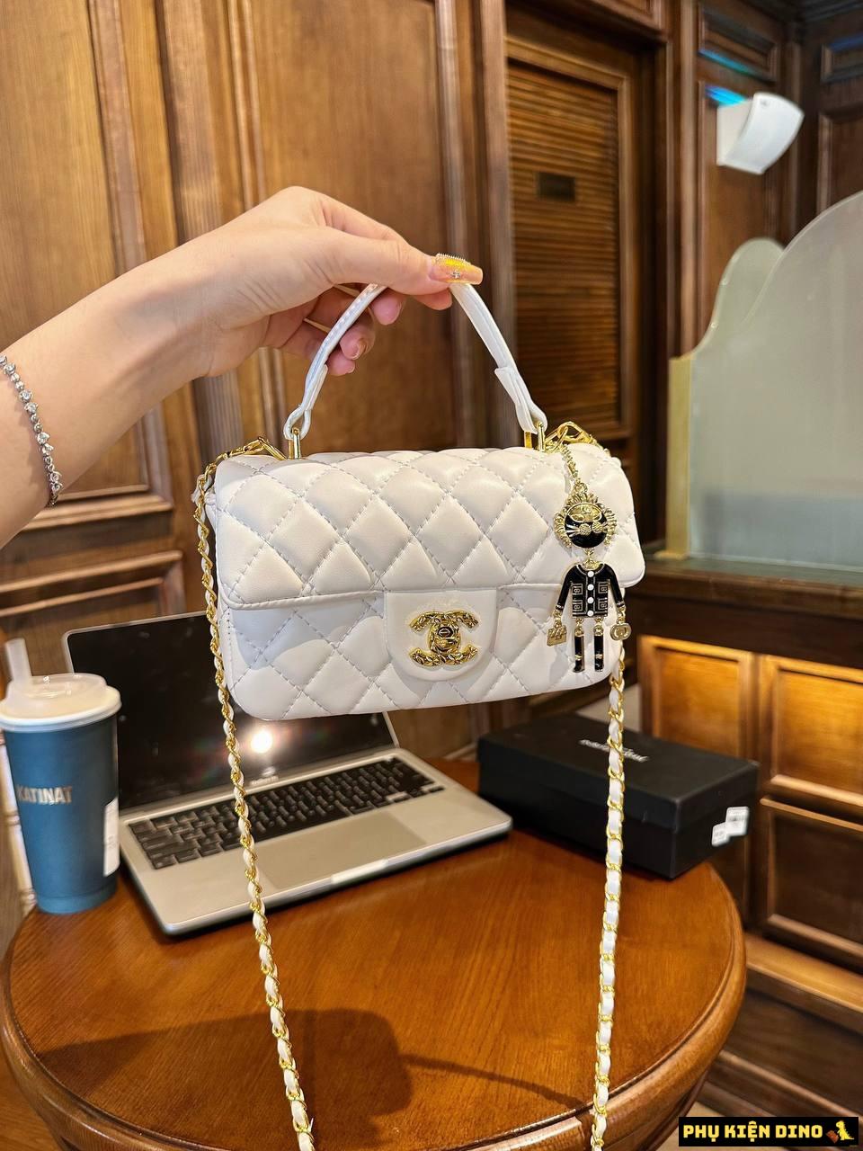 Túi Chanel Coco Size 20 Trắng Đen Kèm Tag 7 Túi Chanel Coco Size 20 White Kèm Tag