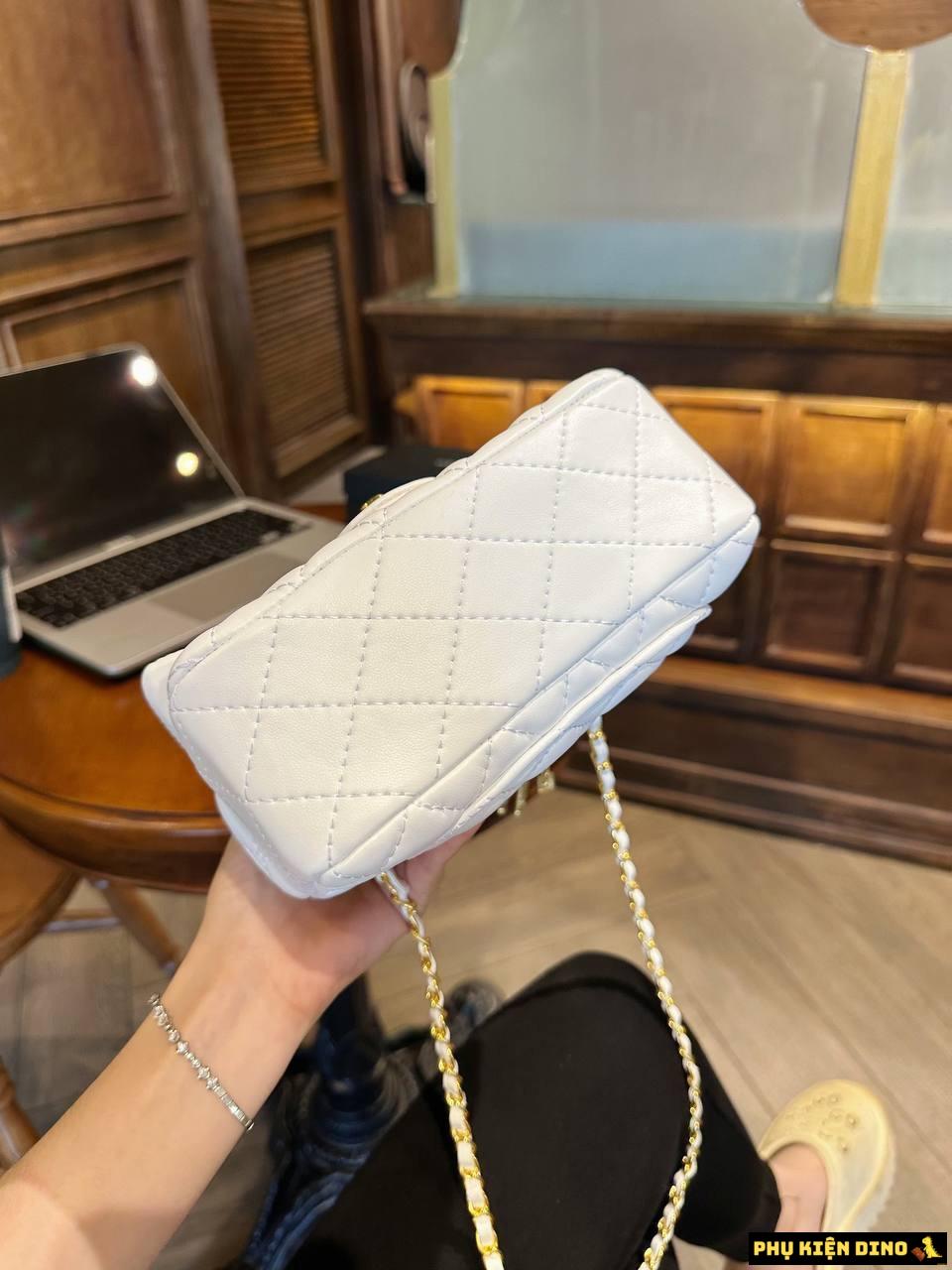 Túi Chanel Coco Size 20 Trắng Đen Kèm Tag 5 Túi Chanel Coco White Size 20