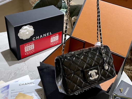 Túi Chanel Da Bóng Size 19 Màu Đen Fullbox