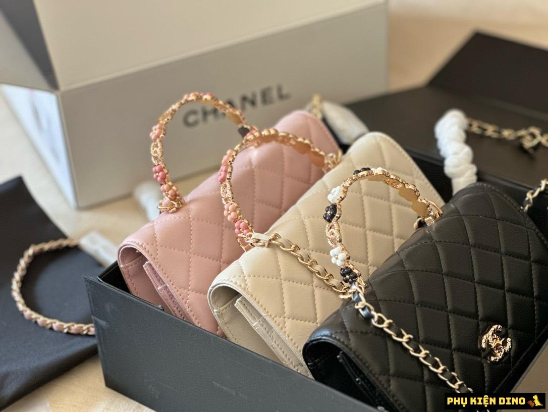 Túi Chanel Kiềng Hoa FullBox 3 Màu Trắng Đen Hồng 1 Túi Chanel Kiềng Hoa FullBox 3 Màu Black Pink White
