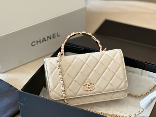 Túi Chanel Kiềng Hoa FullBox 3 Màu Trắng