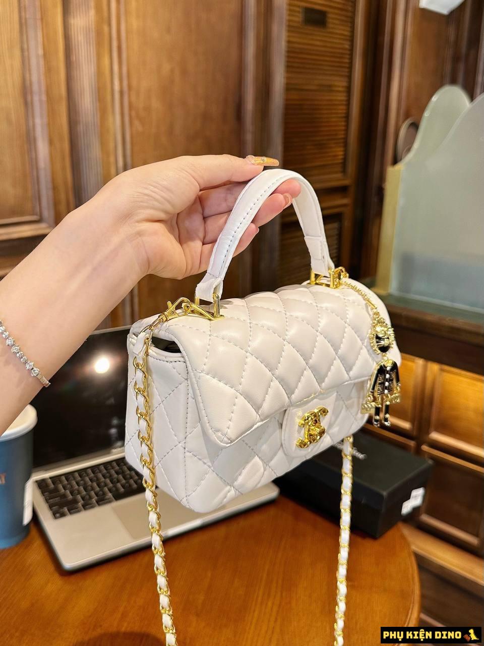 Túi Chanel Coco Size 20 Trắng Đen Kèm Tag 2 Túi Chanel Size 20 màu Trắng