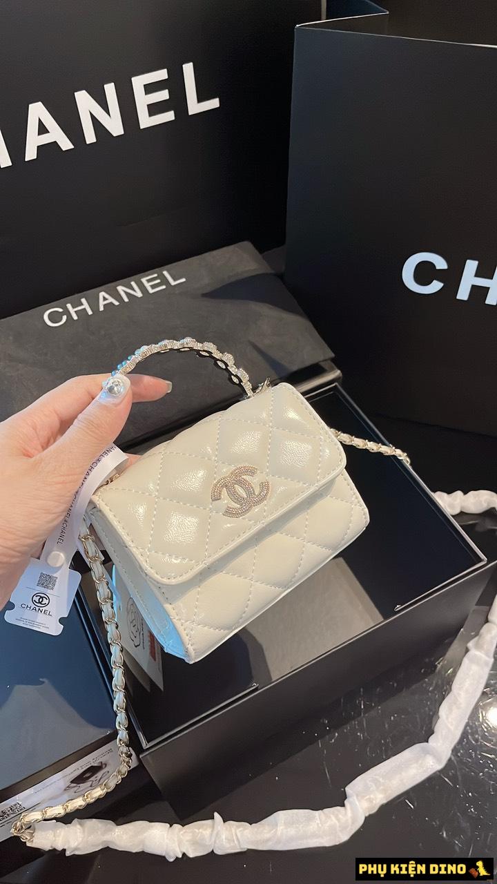 Túi Chanel Tay Cầm Dính Ngọc Mini 3 Màu Trắng Đen Hồng 3 Túi Chanel Tay Cầm Dính Ngọc Mini Màu Trắng