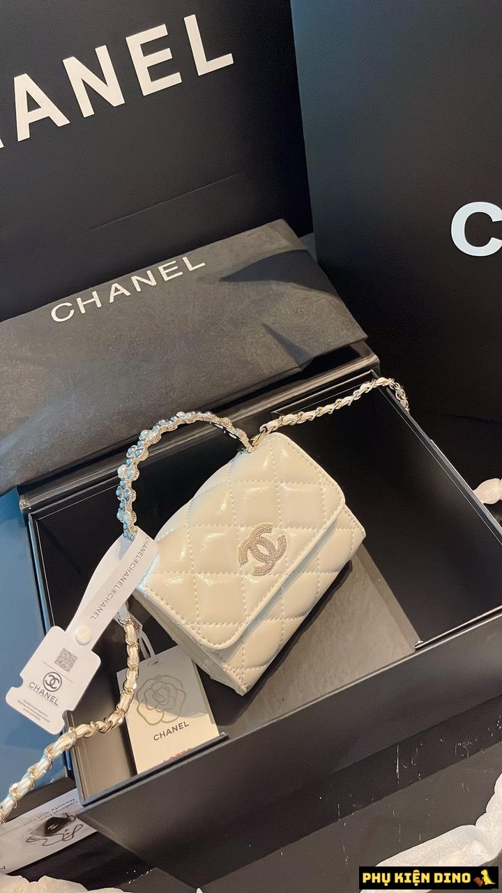 Túi Chanel Tay Cầm Dính Ngọc Mini 3 Màu Trắng Đen Hồng 1 Túi Chanel Tay Cầm Dính Ngọc Mini Pink
