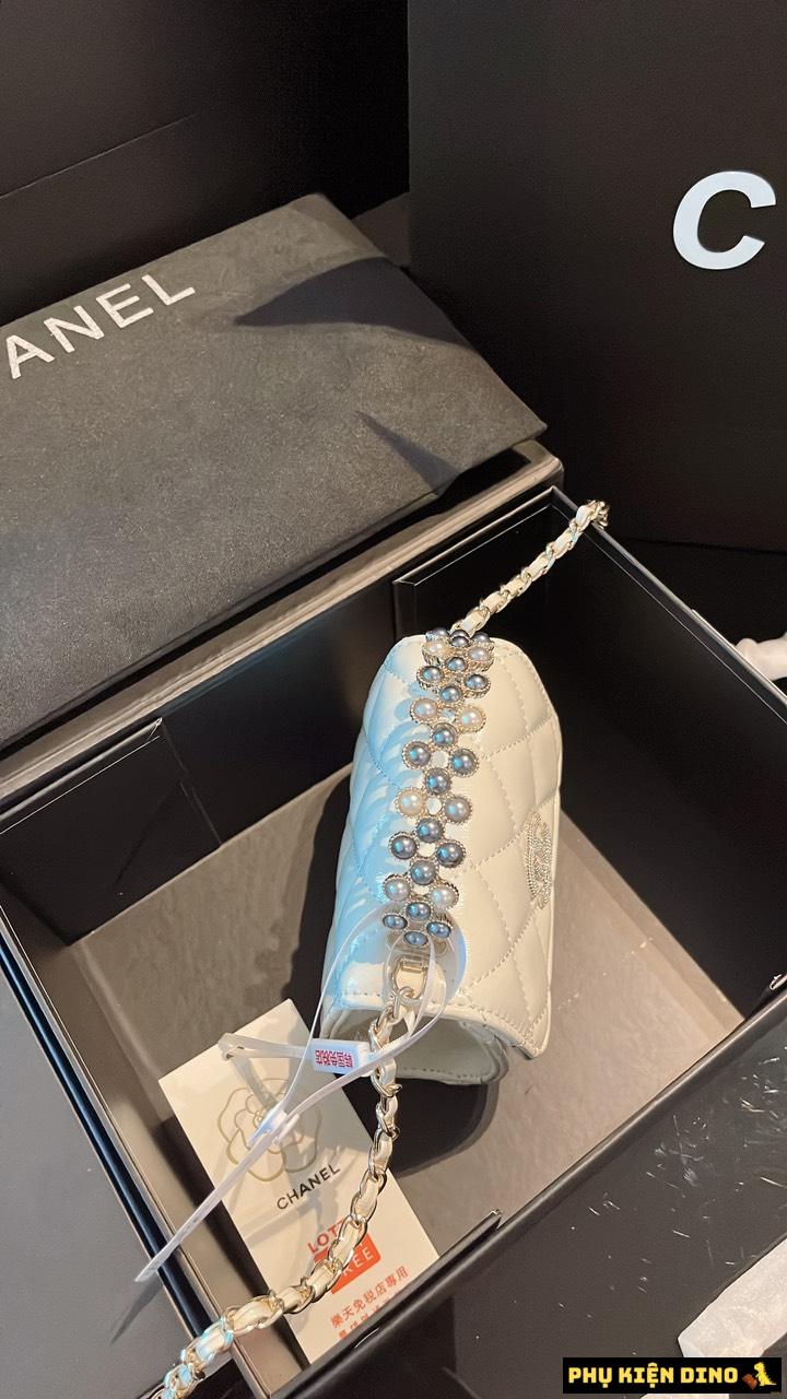 Túi Chanel Tay Cầm Dính Ngọc Mini