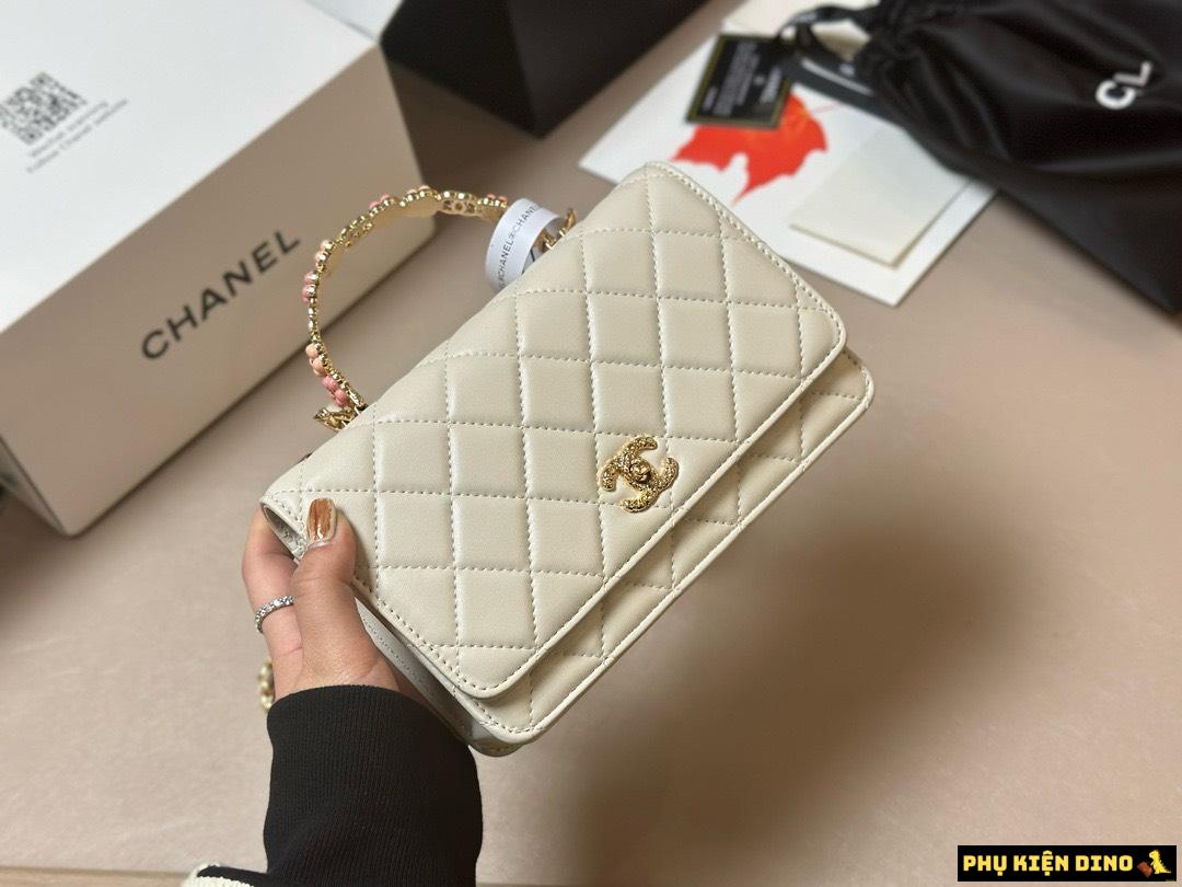 Túi Chanel Kiềng Hoa FullBox 3 Màu Trắng Đen Hồng 6 Túi Chanel Tay Cầm Hoa FullBox 3 White