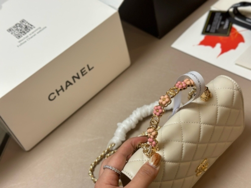 Túi Chanel Tay Cầm Hoa Màu Trắng