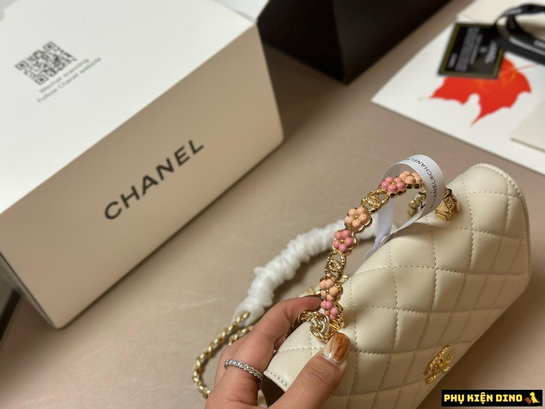 Túi Chanel Kiềng Hoa FullBox 3 Màu Trắng Đen Hồng 5 Túi Chanel Tay Cầm Hoa Màu Trắng