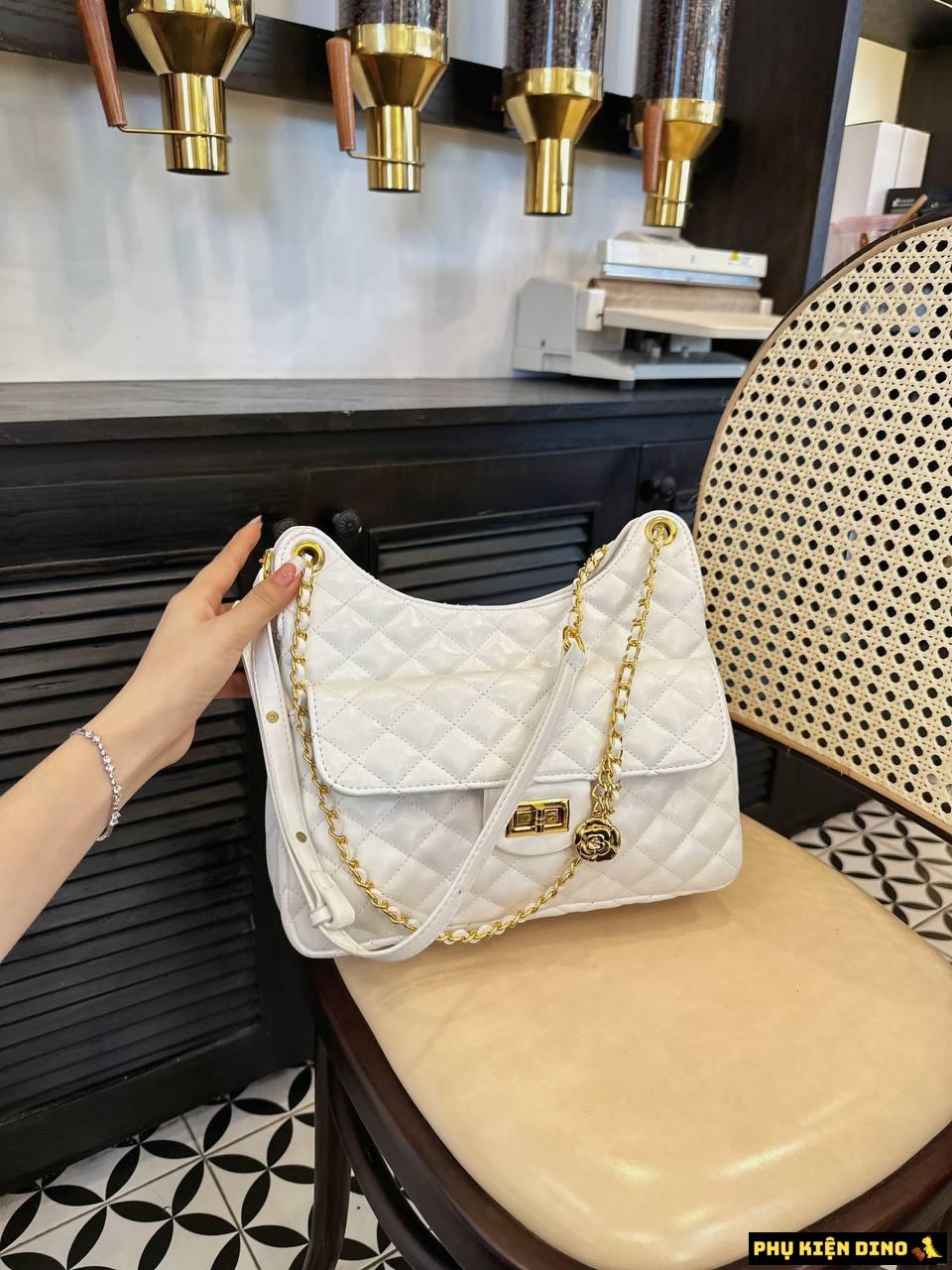 Túi Chanel Trám Khóa Xoay Da Mềm 3 Màu Trắng Đen Nâu 3 Túi Chanel Trám Da Mềm Màu Trắng