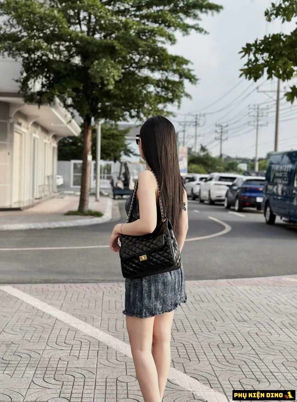 Túi Chanel Trám Khóa Xoay Da Mềm 3 Màu Trắng Đen Nâu 11 Túi Chanel Trám