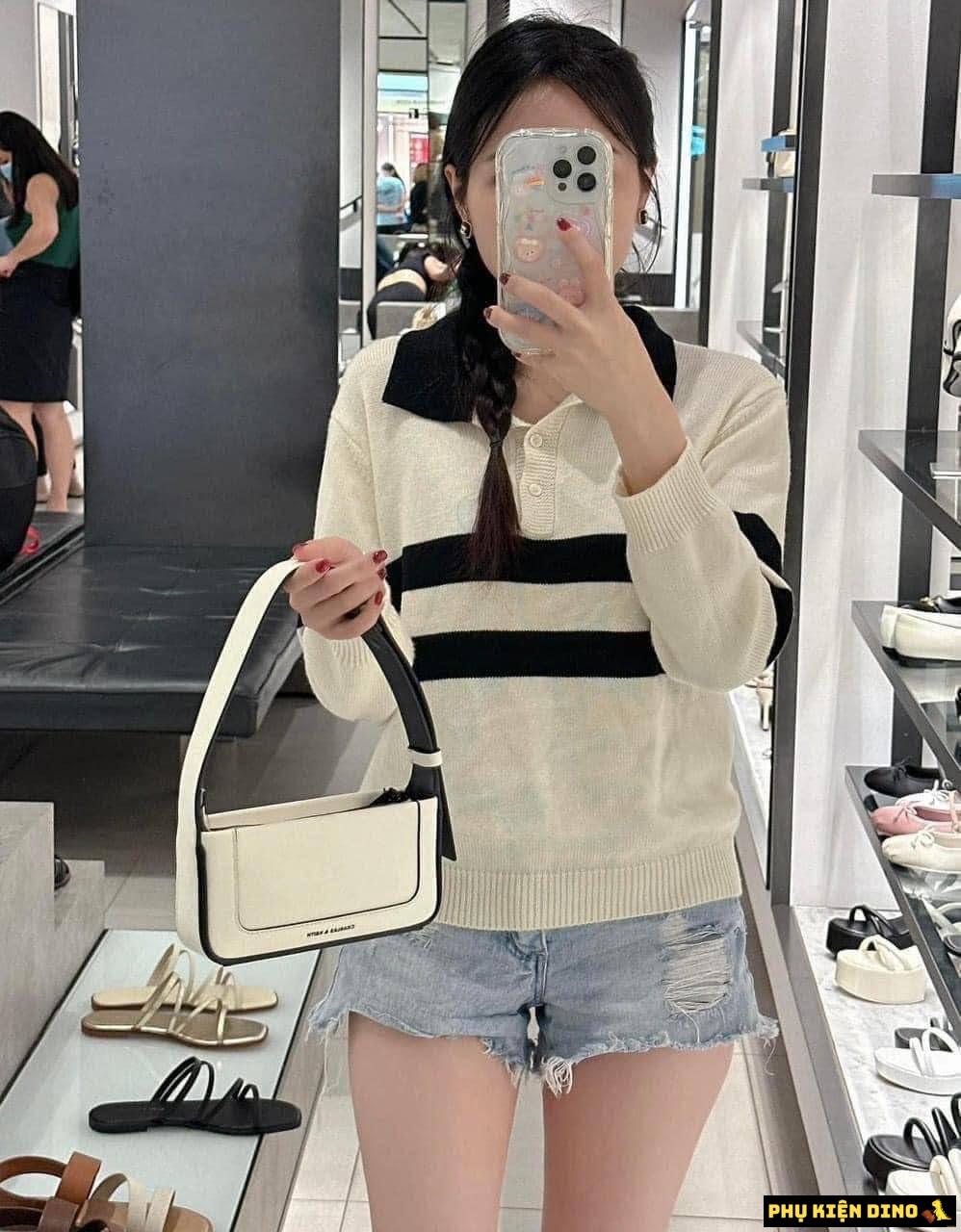 Túi Charles & Keith CNK Daylla Shoulder Bag 4 Màu Nâu Đen Denim Trắng 11 Túi Charles & Keith CNK Daylla Màu Trắng
