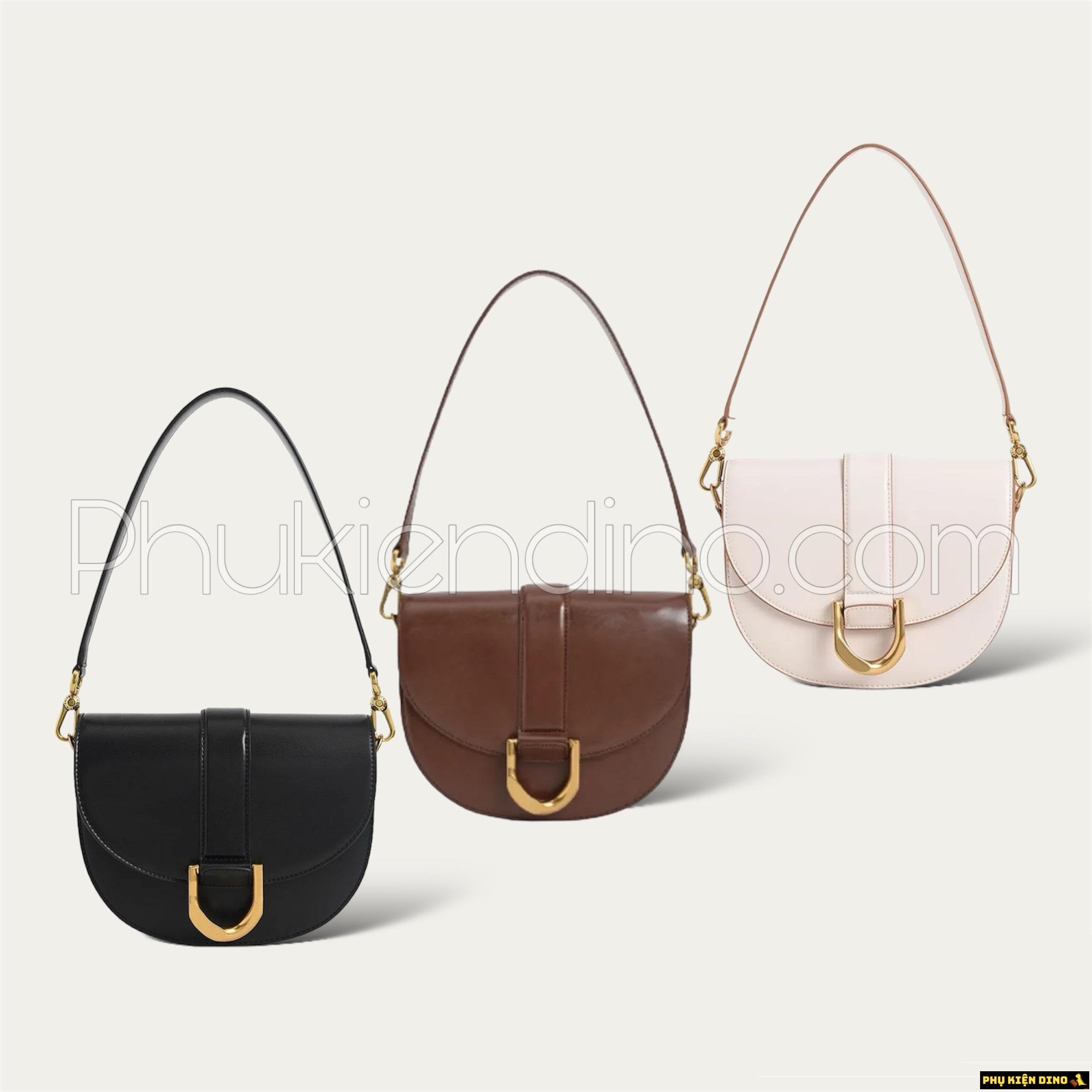 Túi Charles & Keith CNK Gabine Saddle Bag 3 Màu Trắng Đen Nâu 1 Túi Charles & Keith CNK Gabine Saddle Bag 3 Màu Trắng Đen Nâu
