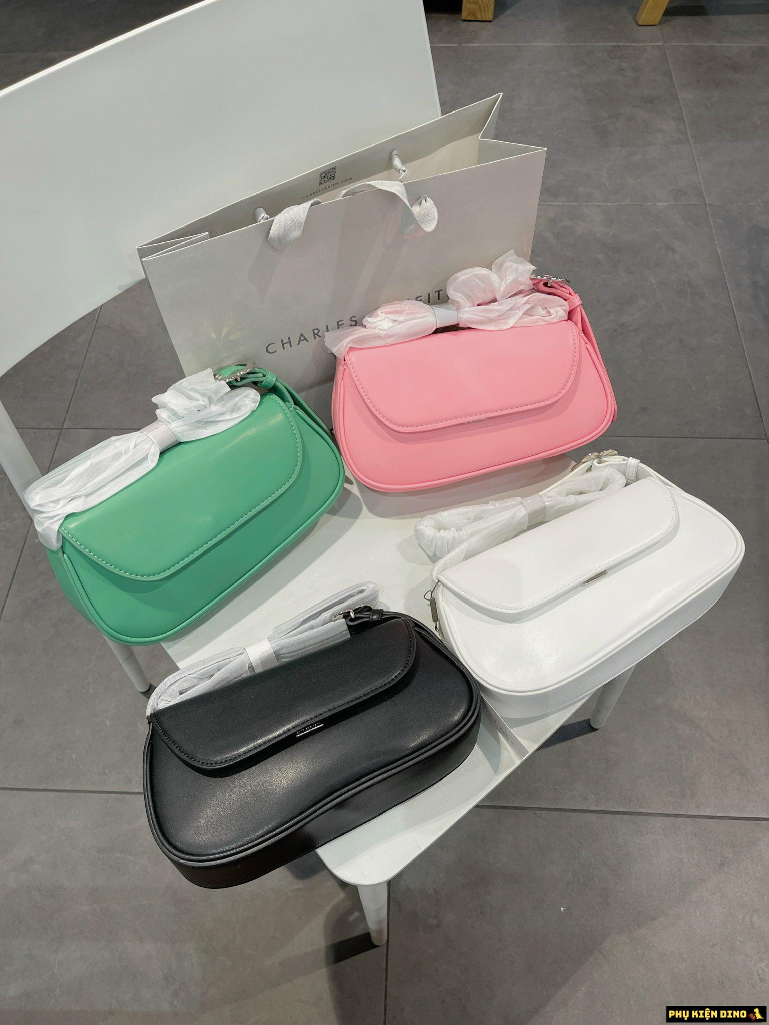 Túi Charles & Keith CNK Petra Asymmetrical Front Flap Bag 2 Túi Charles & Keith CNK Petra Asymmetrical White Pink Green Black