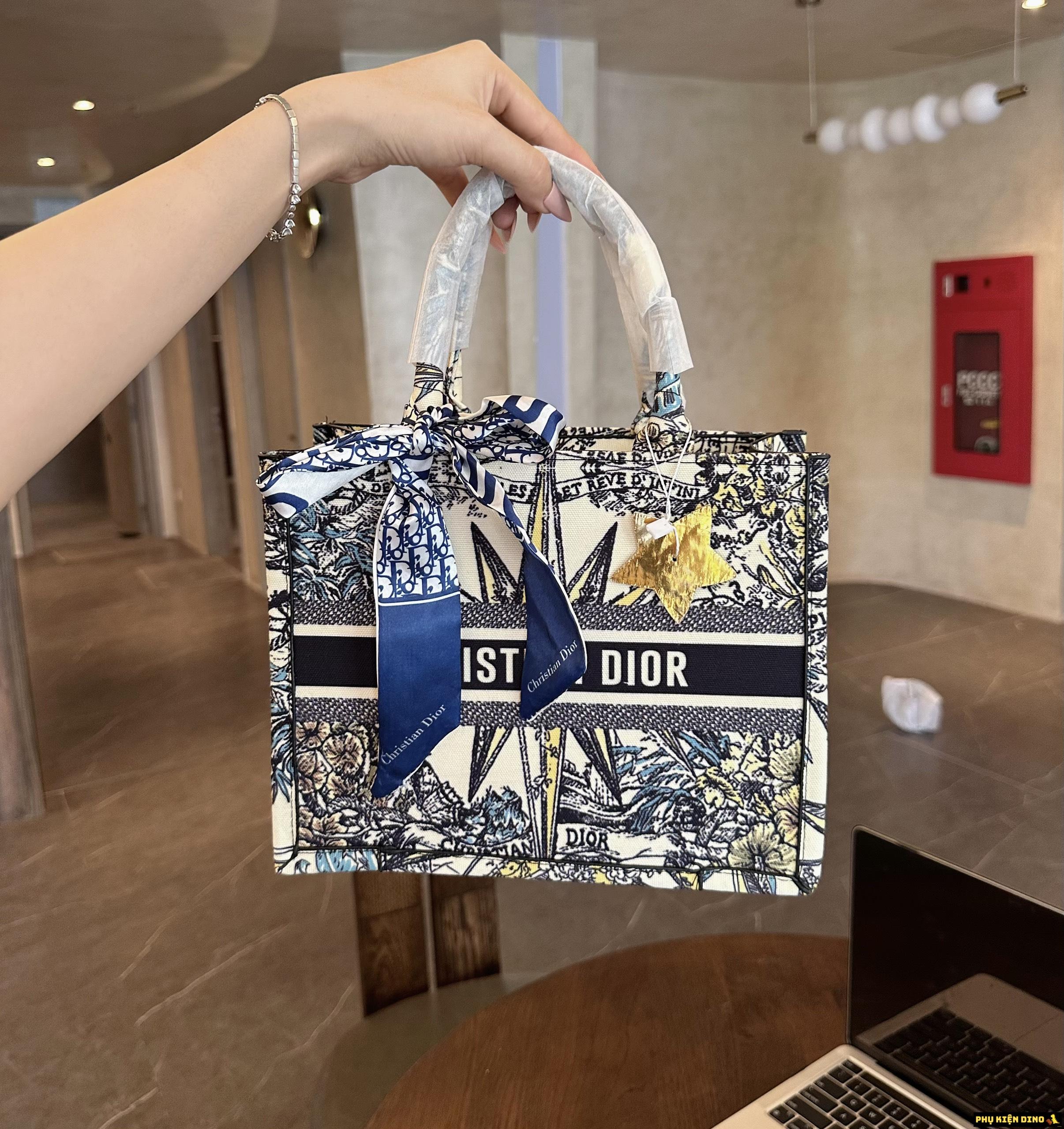 Túi ToTe Dior Book Large Họa Tiết 9 Túi Christian Dior Tote Blue
