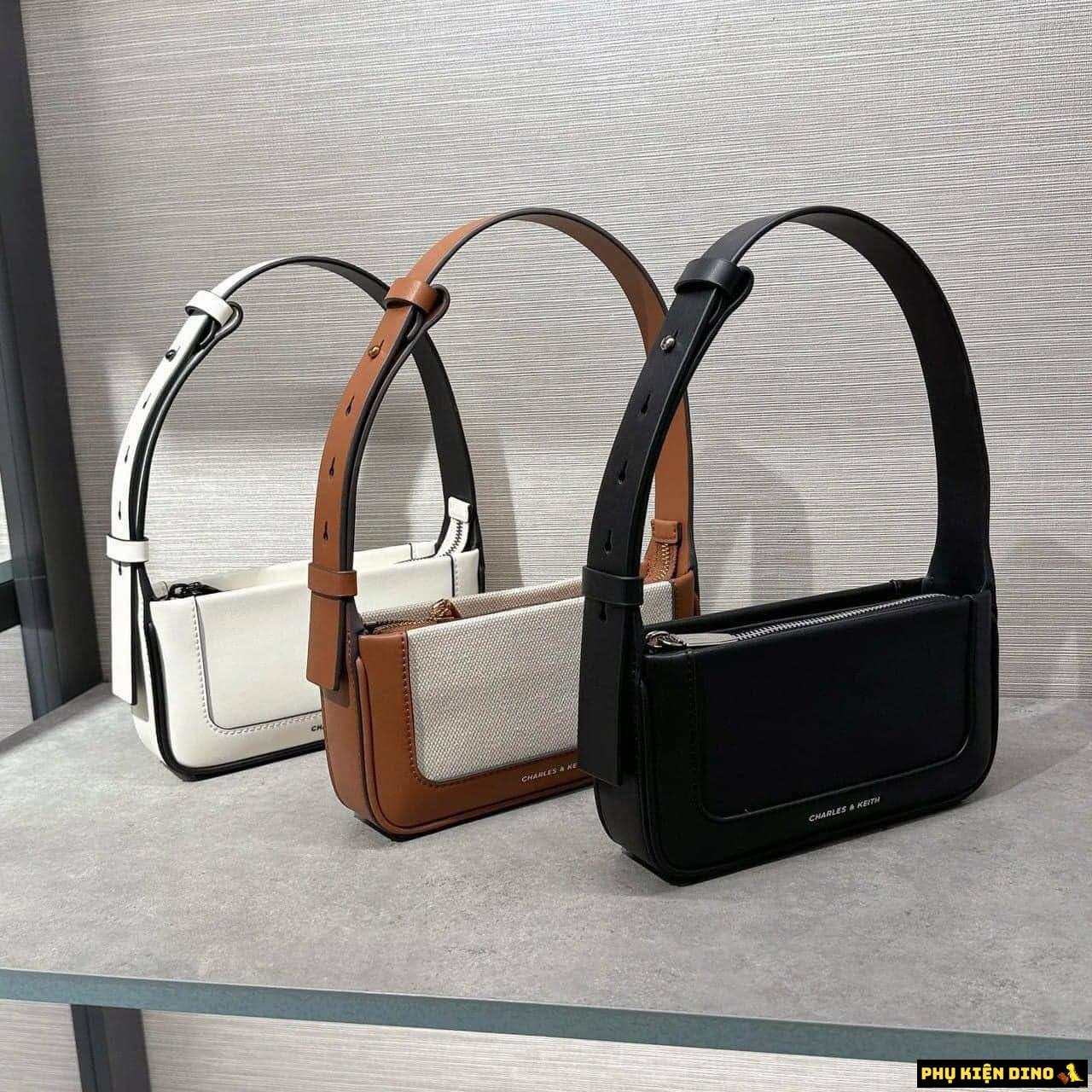Túi Charles & Keith CNK Daylla Shoulder Bag 4 Màu Nâu Đen Denim Trắng 3 Túi CNK Daylla Shoulder Bag Trắng Nâu Đen