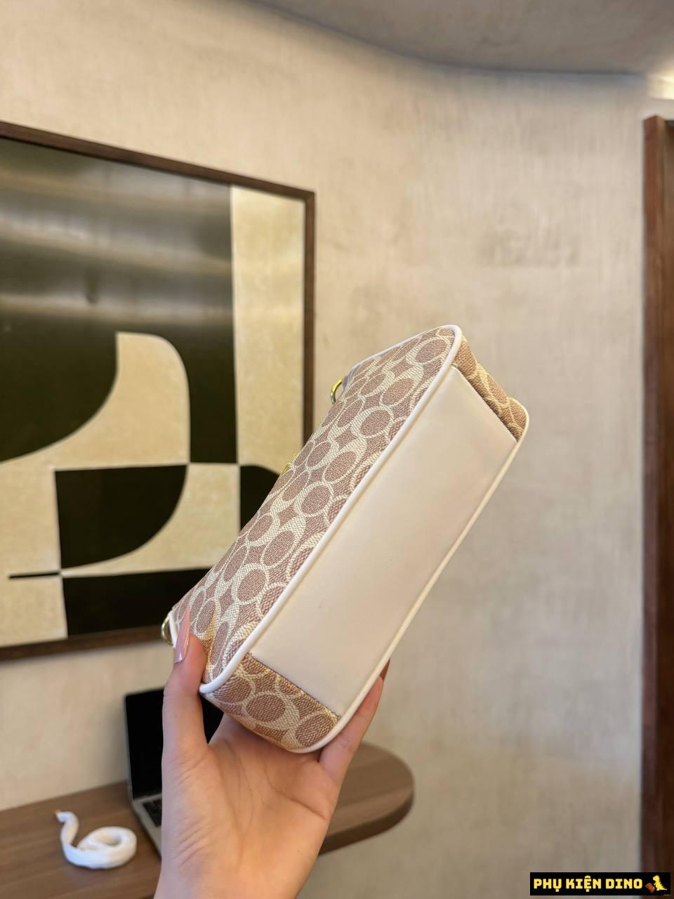 Túi Xách Coach Teri Signature Canvas Màu Nâu Màu Kem CC323 9 Túi Coach Teri Canvas