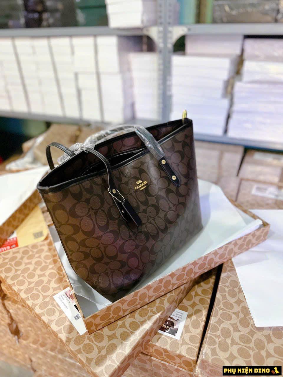 Túi Xách Nữ Công Sở Tote Coach New Year City 3 Màu 3 Túi Công Sở Coach Nâu Đậm Fullbox