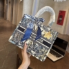Túi ToTe Dior Book Large Họa Tiết 13 Túi Công sở Dior Tote Xanh Dương Trắng