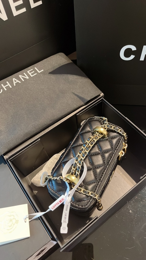 Túi Cốp Chanel Vanity With Chain Màu Đen Size 17
