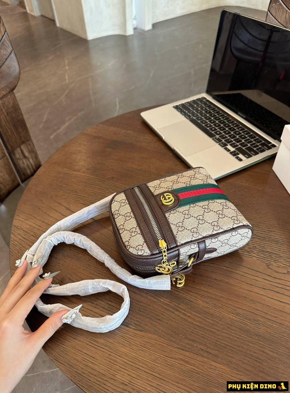 Túi Đeo Chéo Gucci GC Ophidia GG Shoulder Bag Size 19 5 Túi Đeo Chéo Gucci GC Ophidia Màu Nâu Phối Sọc