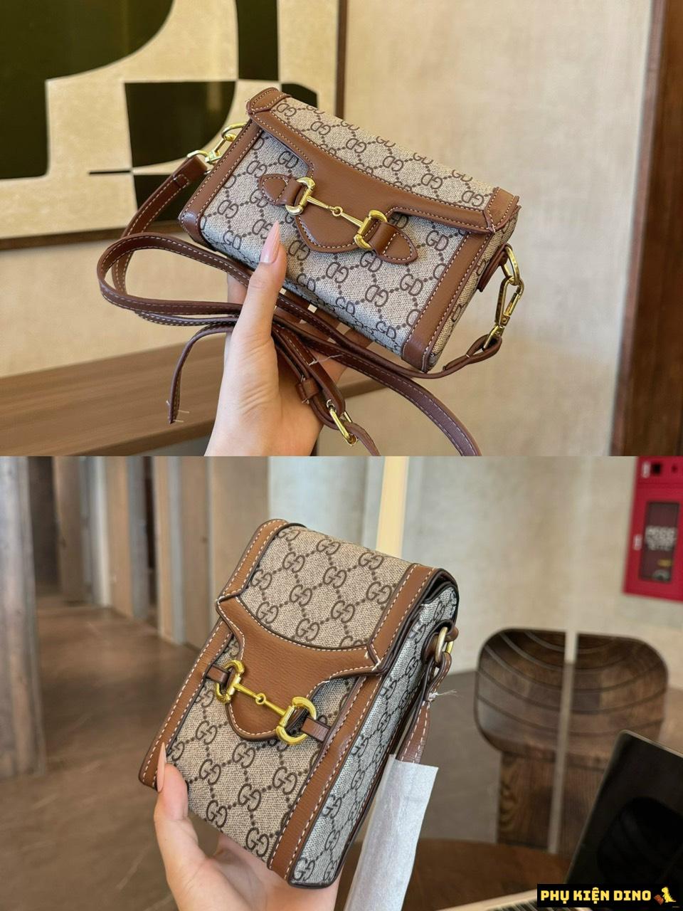 Túi Đeo Chéo Gucci Horsebit 1955 Mini Phone Màu Nâu Be 2 Túi Đeo Chéo Gucci Horsebit 1955 Mini Phone