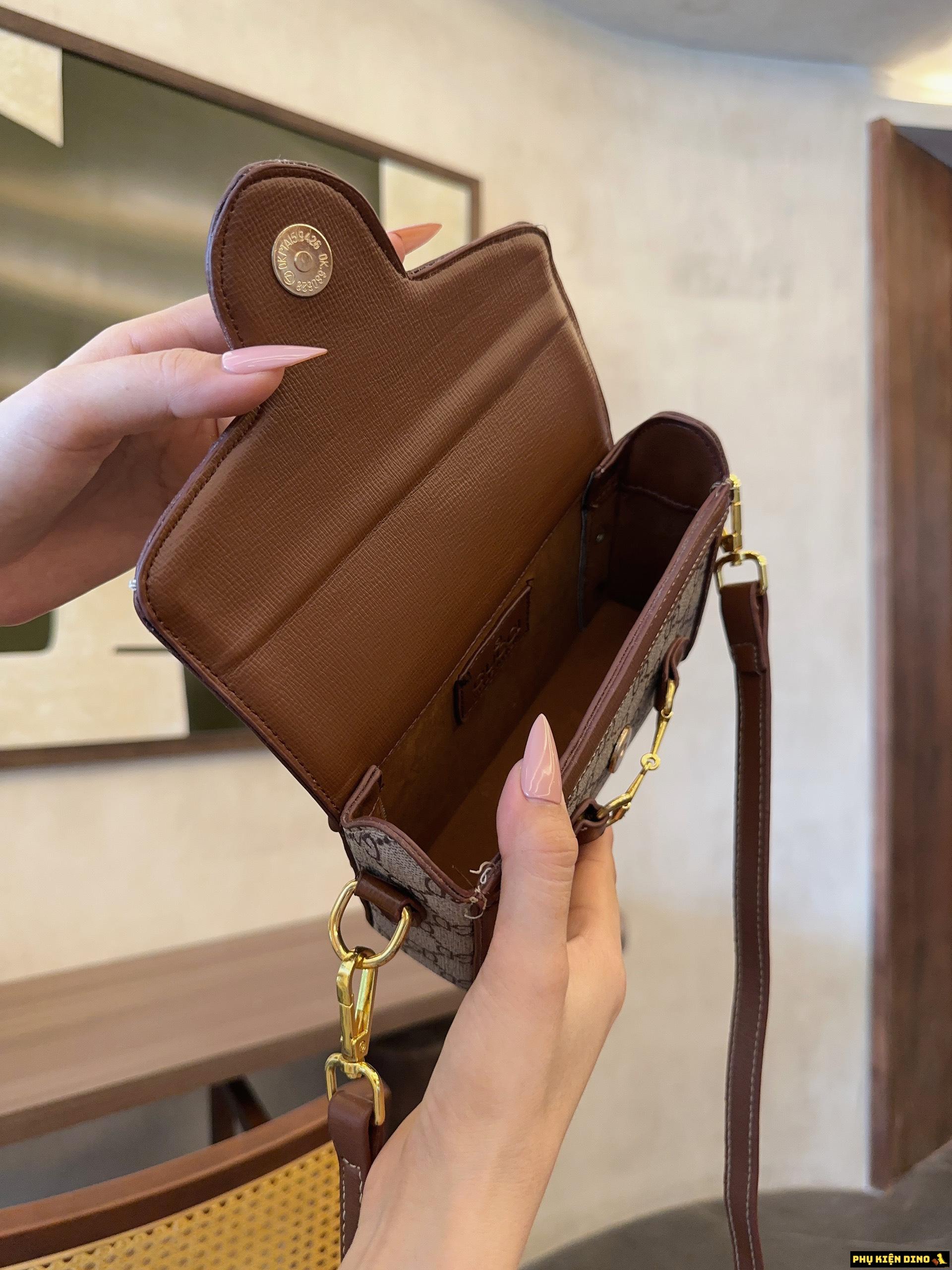 Túi Đeo Chéo Gucci Horsebit 1955 Mini Phone Màu Nâu Be 10 Túi Đeo Chéo Gucci Nâu Be